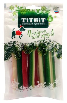 TitBit - Новогодняя коллекция - Лакомство для собак, Снеки жевательные рождественские, 100 гр