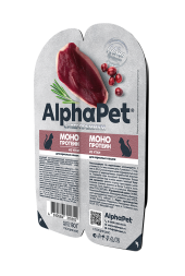 AlphaPet Superpremium Monoprotein - Влажный корм для взрослых кошек с уткой, ламистер, 80 г