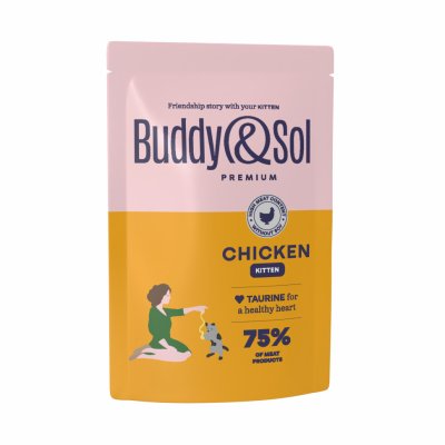 Buddy&Sol - Влажный корм для котят с курицей в соусе, 85гр
