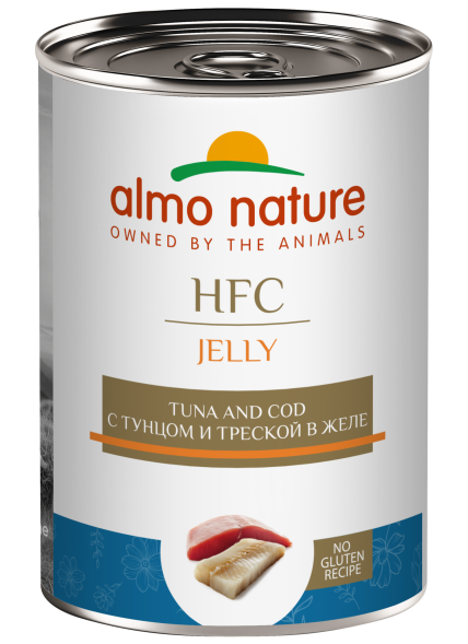 Almo Nature HFC - Корм консервированный полнорационный для собак с треской и тунцом в желе 340 гр