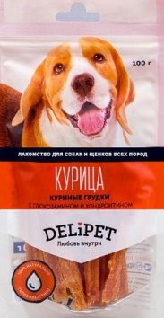 Delipet Куриные грудки с Глюкозамином и Хондроитином 100 гр