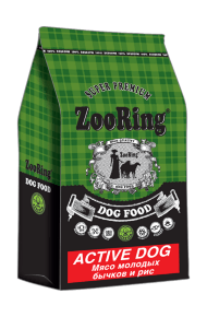 ZooRing Active Dog - Сухой корм для собак, Мясо молодых бычков и Рис
