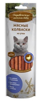 Деревенские Лакомства - Мясные колбаски из утки для кошек 45гр
