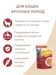 Мнямс - Пауч для крупных кошек, кусочки в соусе с говядиной 85г
