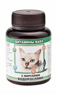 Вака - Витамины для кошек, с морскими водорослями, 80 таб.