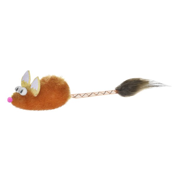 PetSHOP - Игрушка для кошек &amp;quot;Мышка с меховой кисточкой&amp;quot;, рыжая