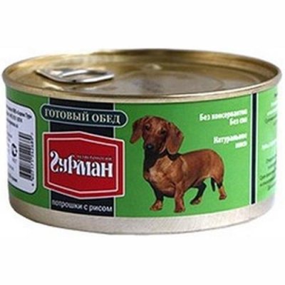 Четвероногий Гурман - Готовый обед для собак потрошки с рисом 325гр Четвероногий Гурман - Готовый обед для собак потрошки с рисом 325гр
