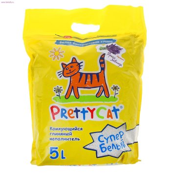 Pretty Cat - Супер Белый - Комкующийся наполнитель для кошачьего лотка с ароматом лаванды