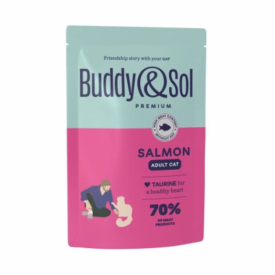 Buddy&Sol - Влажный корм для взрослых кошек с рыбой в соусе, 85гр