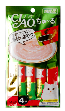 INABA - Лакомство для кошек, кальмар и парное филе курицы 14гр*4