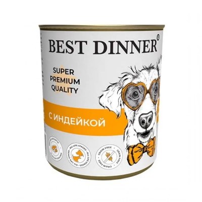 Best Dinner - Супер-Премиум - Консервы для собак, с Индейкой, 340 гр