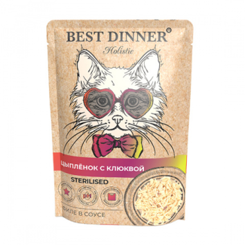 Best Dinner Холистик - Пауч для кошек, Цыпленок с Клюквой, 70гр