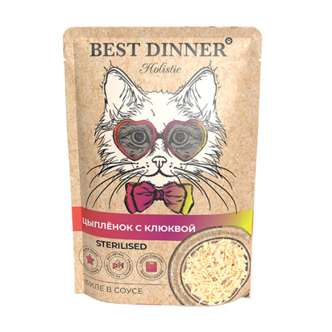 Best Dinner Холистик - Пауч для кошек, Цыпленок с Клюквой, 70гр