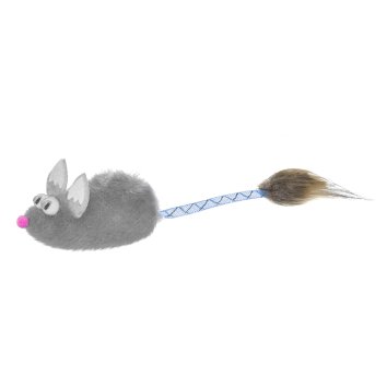 PetSHOP - Игрушка для кошек &amp;quot;Мышка с меховой кисточкой&amp;quot;, серая