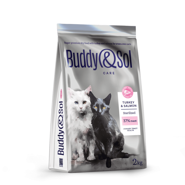 Buddy&amp;amp;Sol Sterilized - Сухой корм для взрослых стерилизованных кошек, с индейкой и лососем