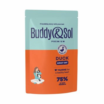 Buddy&Sol - Влажный корм для взрослых кошек с уткой в соусе, 85гр