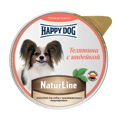 Happy Dog - Паштет для собак, Телятина с индейкой 125гр