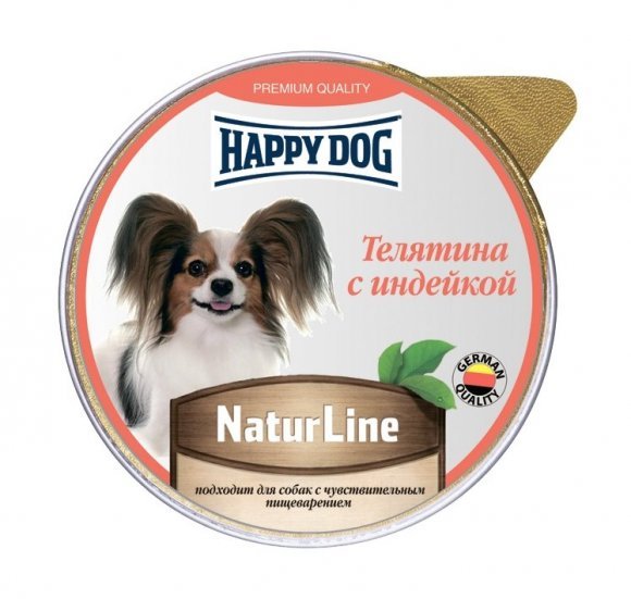 25968.580 Happy Dog - Pashtet dlya sobak, Telyatina s indeikoi 125gr kypit v zoomagazine «PetXP» Happy Dog - Паштет для собак, Телятина с индейкой 125гр