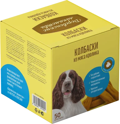 Деревенские Лакомства - Мини-колбаски для собак из Мяса Кролика, 50 шт Деревенские Лакомства - Мини-колбаски для собак из Мяса Кролика, 50 шт