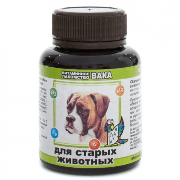 35545.580 Vaka - Vitamini dlya pojilih sobak, 80 tab. kypit v zoomagazine «PetXP» Вака - Витамины для пожилых собак, 80 таб.