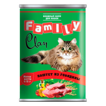 Clan Family - Консервы для кошек паштет из говядины №25 415г