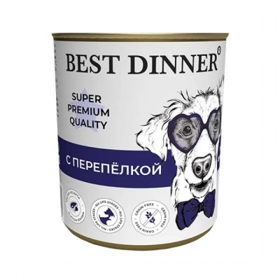 Best Dinner - Супер-Премиум - Консервы для собак, с Перепелкой, 340 гр