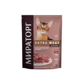Мираторг - EXTRA MEAT - Сухой корм для домашних кошек старше 1 года, Говядина Black Angus