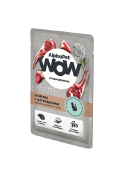 AlphaPet WOW Superpremium - Пауч для кошек с чувствительным пищеварением, с ягненком и потрошками, 85 г