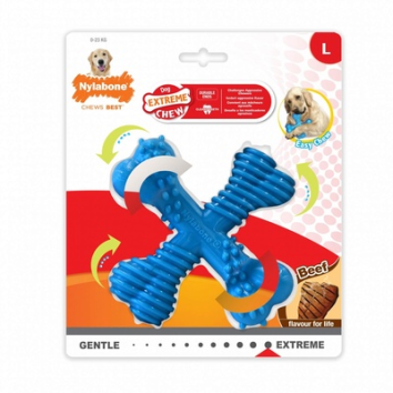 Nylabone - Игрушка для собак, Х-косточка экстра-жесткая, Аромат Говядины, Размер L