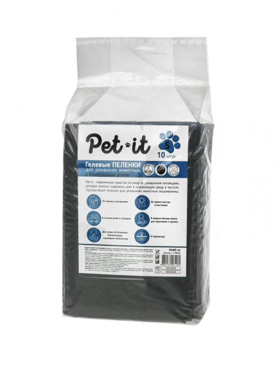 Pet-it - Впитывающие пеленки для животных, SAP, угловые стикеры, черные с угольным фильтром, 10 шт