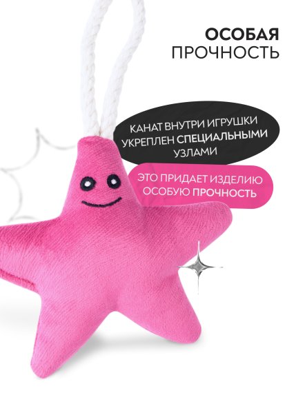Mr. Kranch - Игрушка для собак мелких и средних пород, Звездочка с канатом и пищалкой, 26х16х5 см