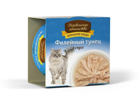 Деревенские Лакомства - Консервы для кошек «Филейный тунец в соусе» 80гр