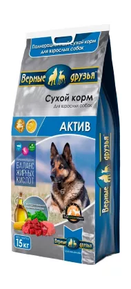 Верные друзья - Сухой корм для взрослых собак средних пород Актив, 15 кг