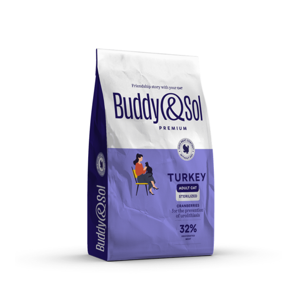 Buddy&amp;amp;Sol Sterilized - Сухой корм для взрослых стерилизованных кошек, с индейкой и уткой