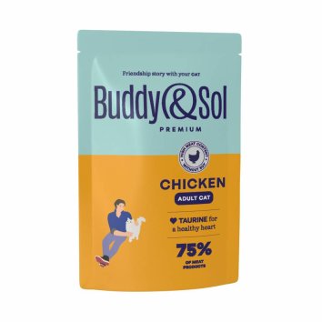 Buddy&Sol - Влажный корм для взрослых кошек с курицей в соусе, 85гр