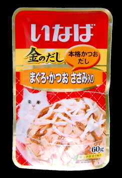 INABA - Пауч для кошек, тунец и рыба бонито с филе курицы, 60гр