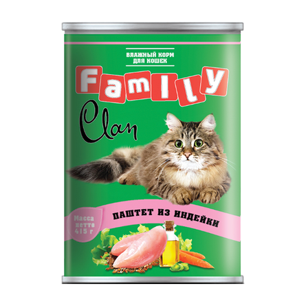 Clan Family - Консервы для кошек паштет из индейки №26 415г