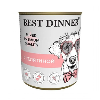 Best Dinner - Супер-Премиум - Консервы для собак, щенки и юниоры, с Телятиной, 340 гр