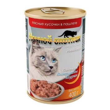 Ночной Охотник - Консервы для Кошек в паштете - Говядина 415гр