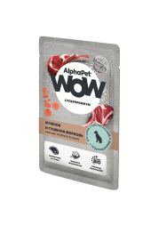 AlphaPet WOW Superpremium - Пауч для собак с чувствительным пищеварением, с ягненком и тушёной морковью, 85 г