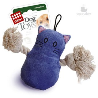 GiGwi - Игрушка для собак, "Кот" с пищалкой, Ткань, Пластик, 15 см