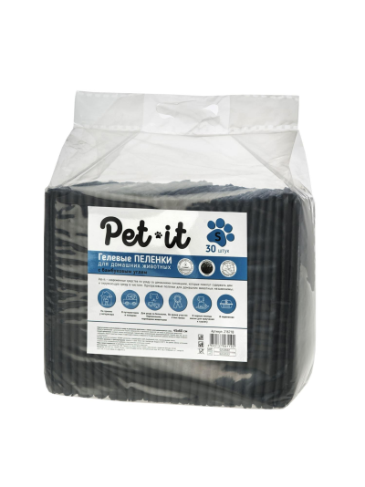 Pet-it - Впитывающие пеленки для животных, SAP, угловые стикеры, черные с угольным фильтром, 30 шт