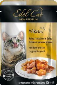 Edel Cat - Паучи для кошек, Кусочки в желе с курицей и уткой 100 г