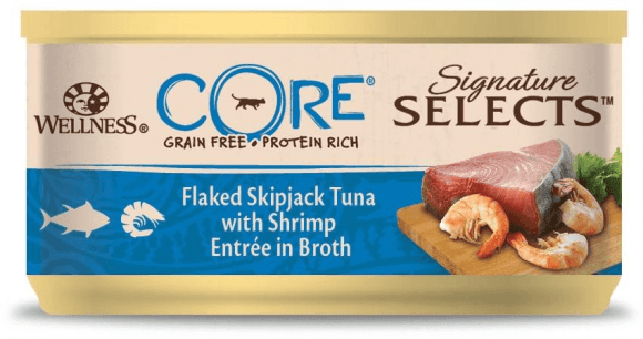 Wellness Core Signature Selects - Консервы из тунца с креветками в виде кусочков в бульоне для кошек 79 г