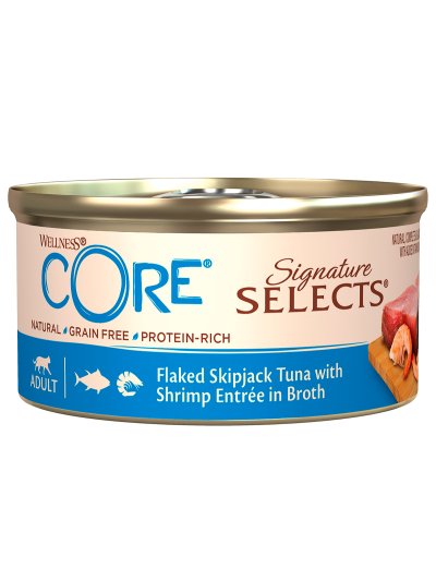 Core Signature Selects - Консервы из тунца с креветками в виде кусочков в бульоне для кошек 79 г