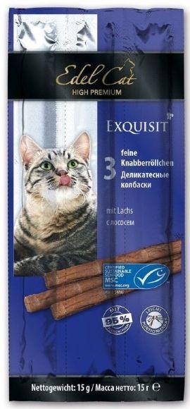 Edel Cat - Лакомство для кошек, Колбаски с лососем 15 гр (3шт)