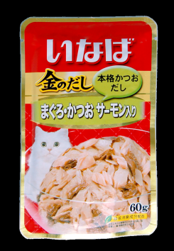 INABA - Пауч для кошек, тунец и рыба бонито с семгой, 60гр