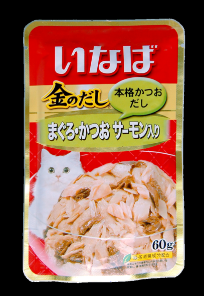 INABA - Пауч для кошек, тунец и рыба бонито с семгой, 60гр