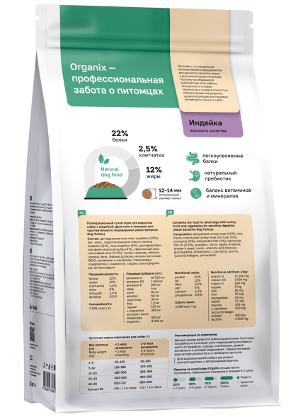 Organix - Сухой корм для взрослых Собак с Индейкой