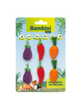 Bambini Pets - Игрушка для грызунов, набор овощей из люфы, 6 шт
